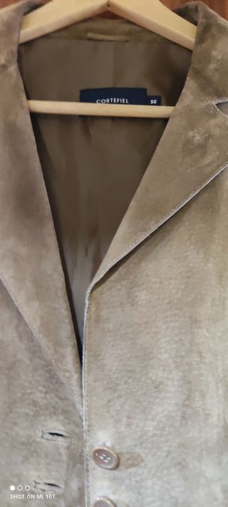 preciosa chaqueta de ante, beige, nueva talla L