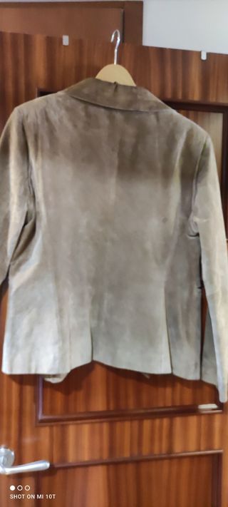 preciosa chaqueta de ante, beige, nueva talla L