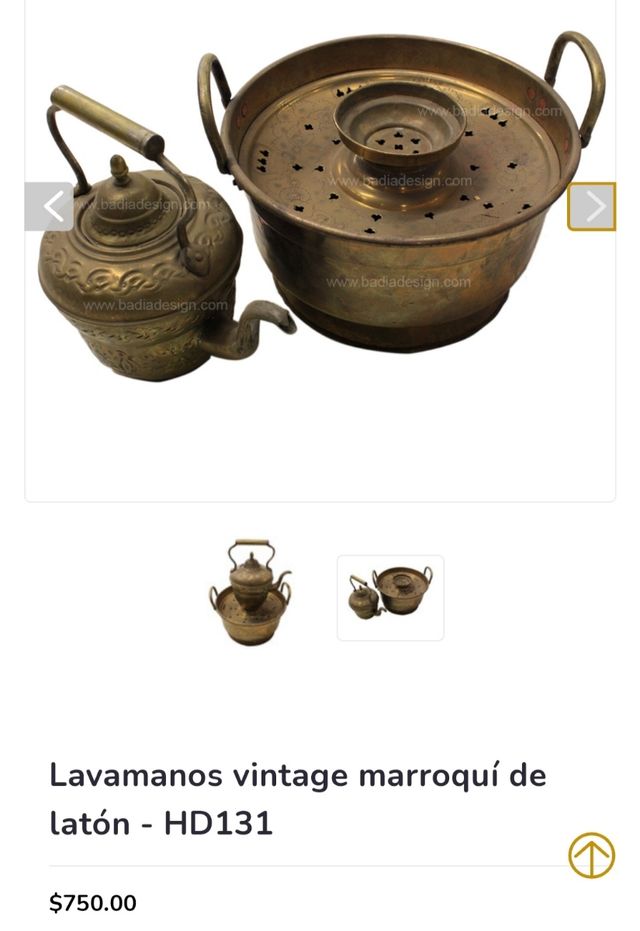 Lavamanos árabe tradicional Tass Chllal. De adorno