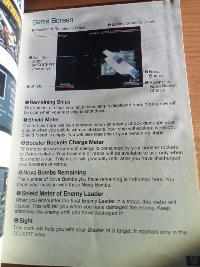 Manual original Starwing de SNES