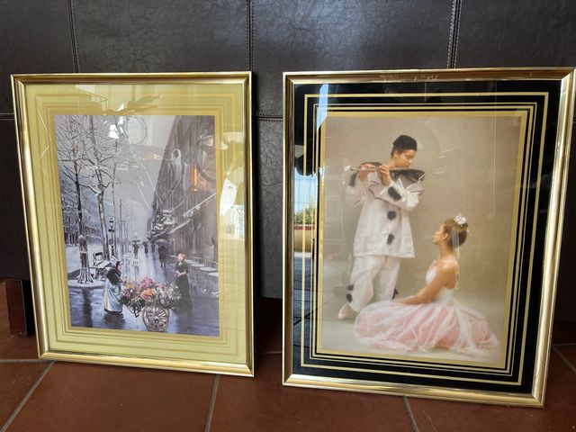 Lote cuadros marco dorado y cristal