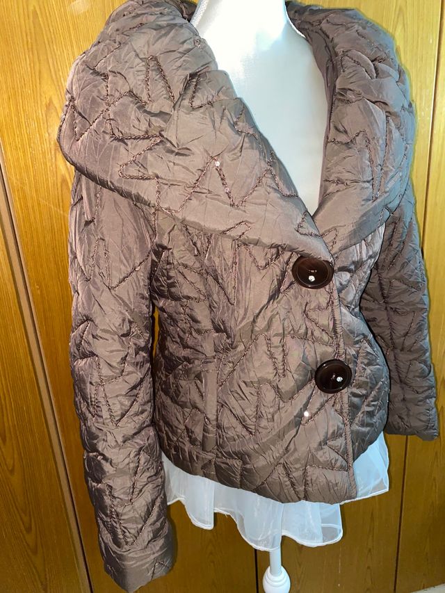 Chaqueta de pulmon , marrón con lentejuelas, L