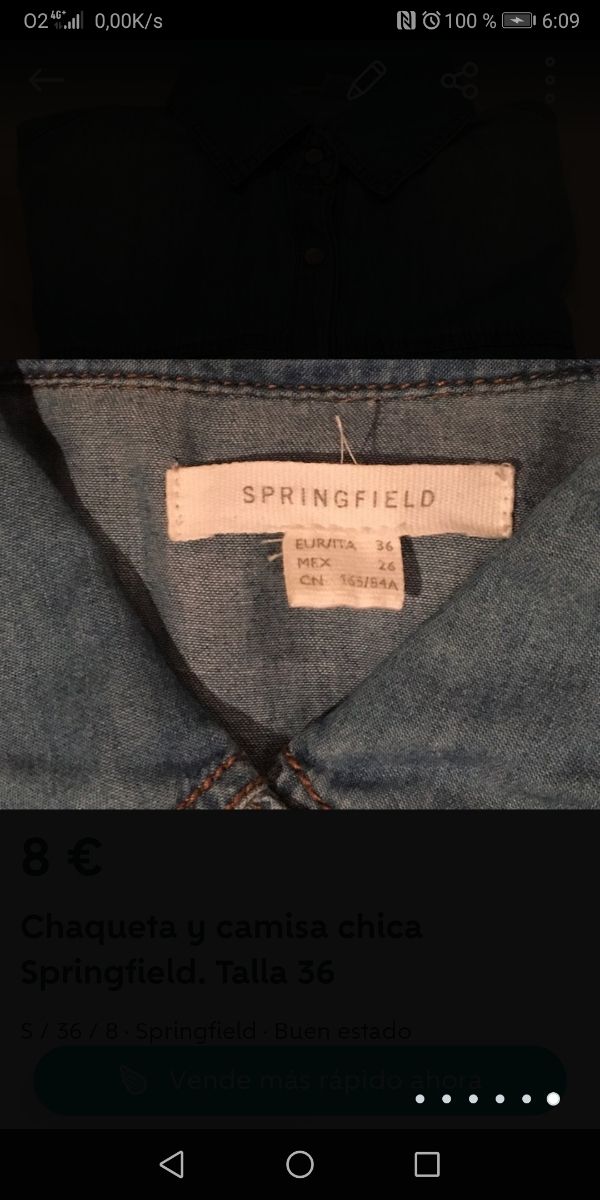 Camisa vaquera chica talla 36
