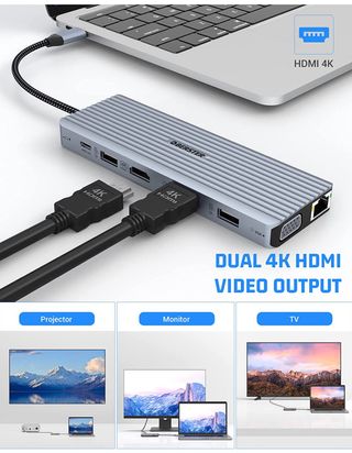 HUB USB C Docking Station Dual HDMI, 14 en 1