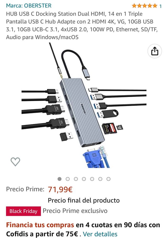 HUB USB C Docking Station Dual HDMI, 14 en 1