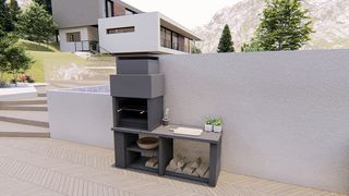 barbacoa de obra moderna para leña o carbon 