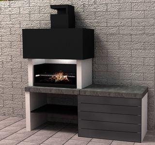 barbacoa moderna de obra,  para leña