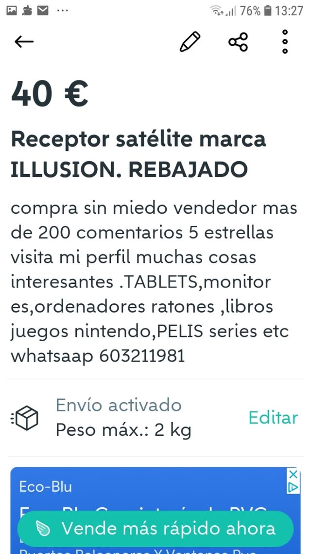 RECEPTOR SATELITAL VER FOTOS REBAJADO 