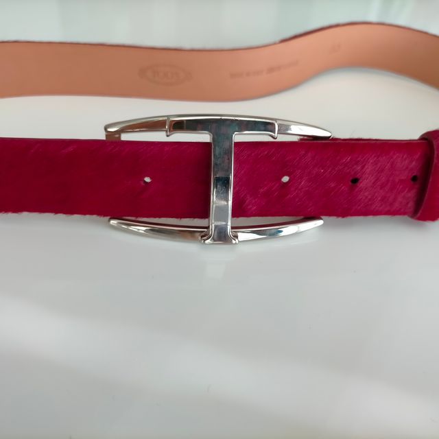 Cintura Tod's in pelle effetto caval colore rosso