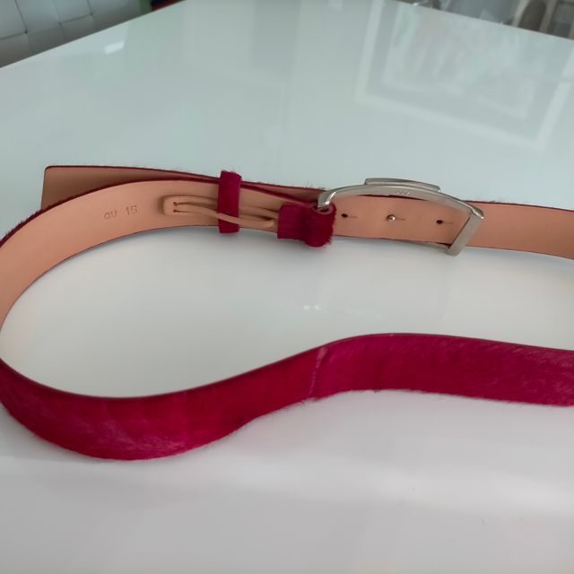 Cintura Tod's in pelle effetto caval colore rosso