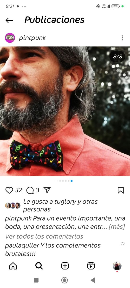 pajarita notas musicales colores negro caballero