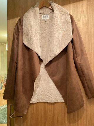 Chaqueta efecto ante marrón talla s 