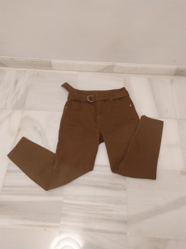vaqueros talle alto camel o marrones mujer talla m