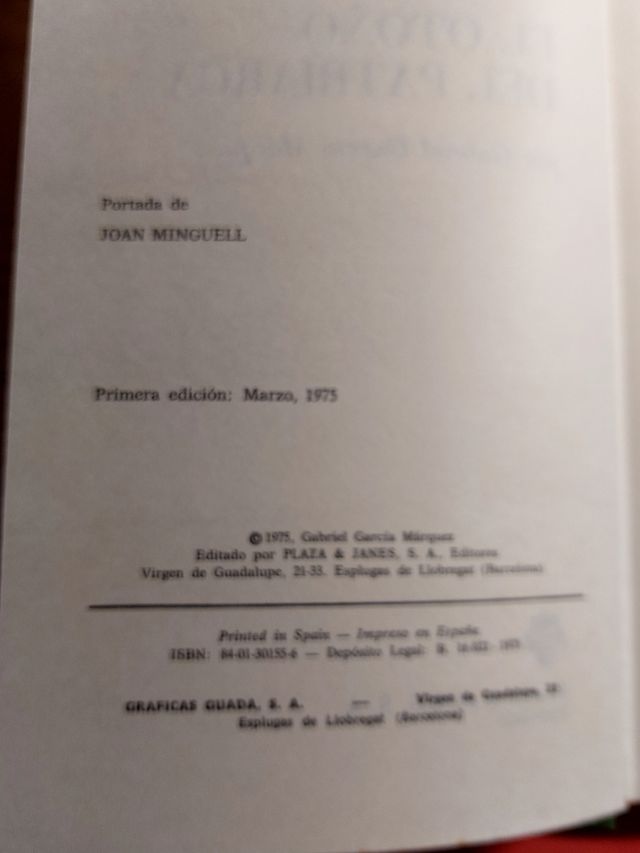El otoño del patriarca (1975) Primera edición