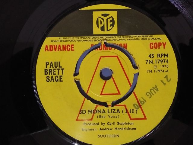PAUL BRETT SAGE 3D MONA LIZA 7" SINGLE 1970 PSYCH