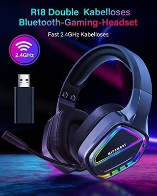 MIPOWCAT R18 Kabelloses Gaming Headset,2.4GHz Dopp