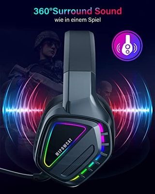 MIPOWCAT R18 Kabelloses Gaming Headset,2.4GHz Dopp
