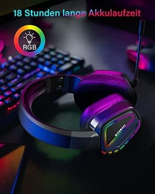MIPOWCAT R18 Kabelloses Gaming Headset,2.4GHz Dopp