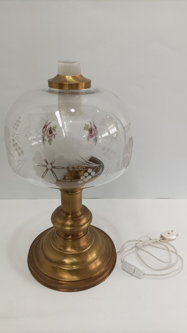 LÁMPARA ANTIGUA DE MESA EXCLUSIVA DOBLE TULIPA