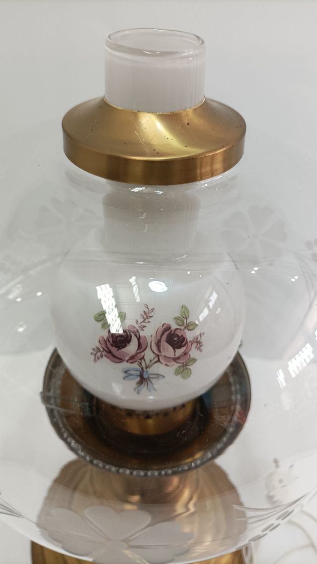 LÁMPARA ANTIGUA DE MESA EXCLUSIVA DOBLE TULIPA