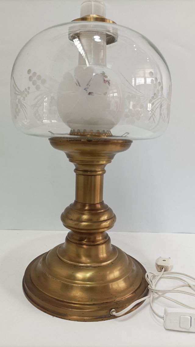 LÁMPARA ANTIGUA DE MESA EXCLUSIVA DOBLE TULIPA