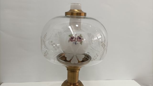 LÁMPARA ANTIGUA DE MESA EXCLUSIVA DOBLE TULIPA