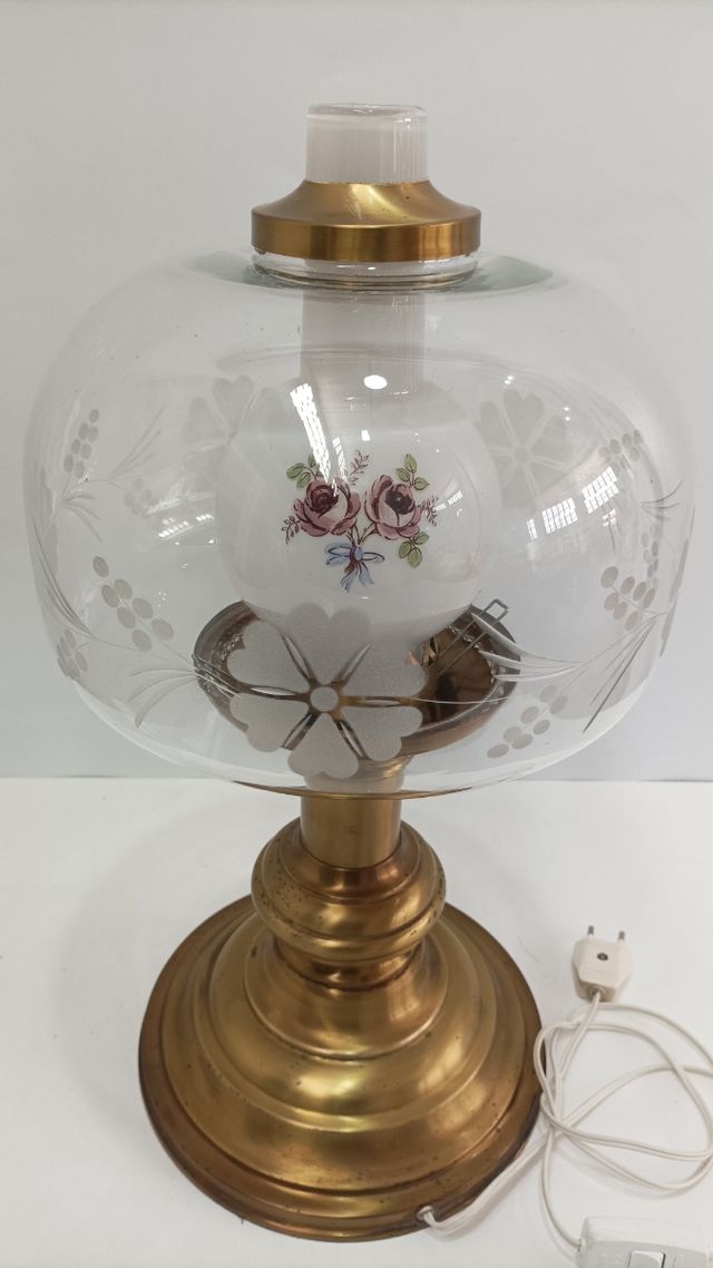 LÁMPARA ANTIGUA DE MESA EXCLUSIVA DOBLE TULIPA