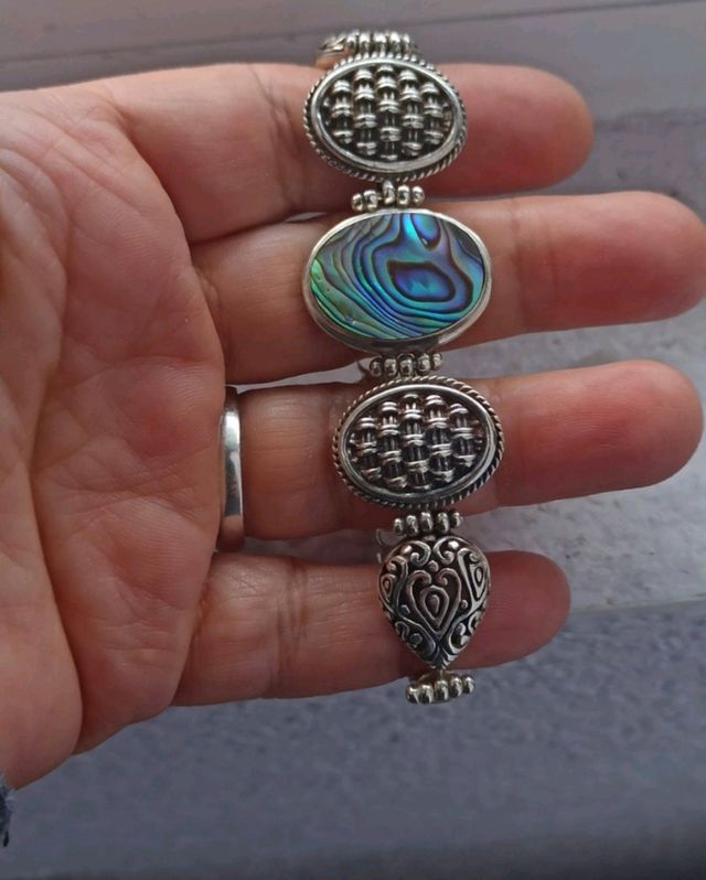 Pulsera de plata y concha de Paua de Nueva Zelanda