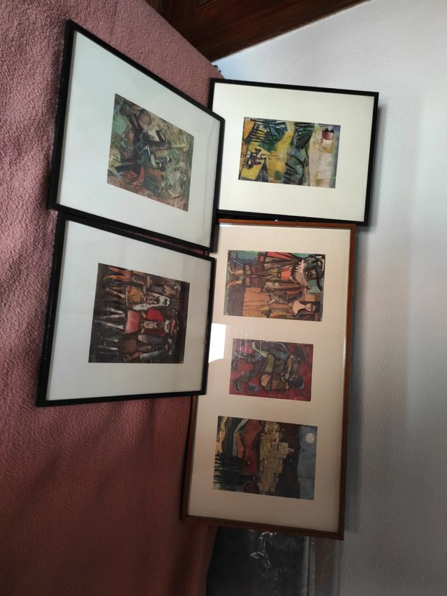 6 laminas de El Quijote de Ramón Aguilar Moré.