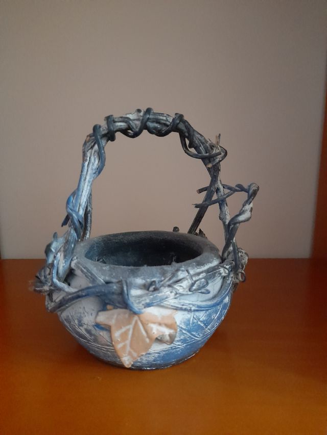 Cesta pequeña cerámica azul