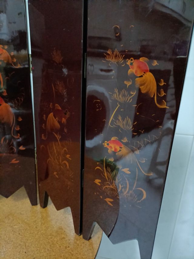 ANTIGUO BIOMBO NACAR SOBREMESA DOS CARAS DISTINTAS