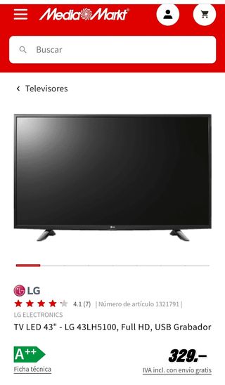 TELEVISOR LG 43"