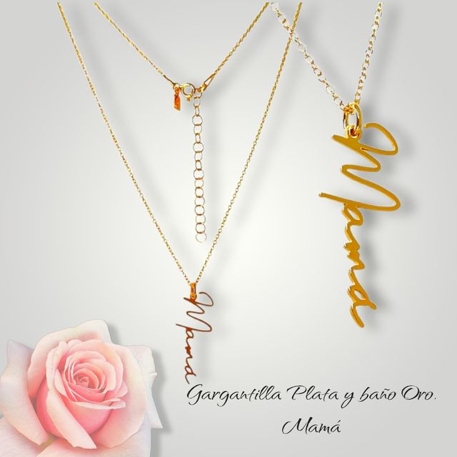 Gargantilla MAMÁ  Plata Baño Oro