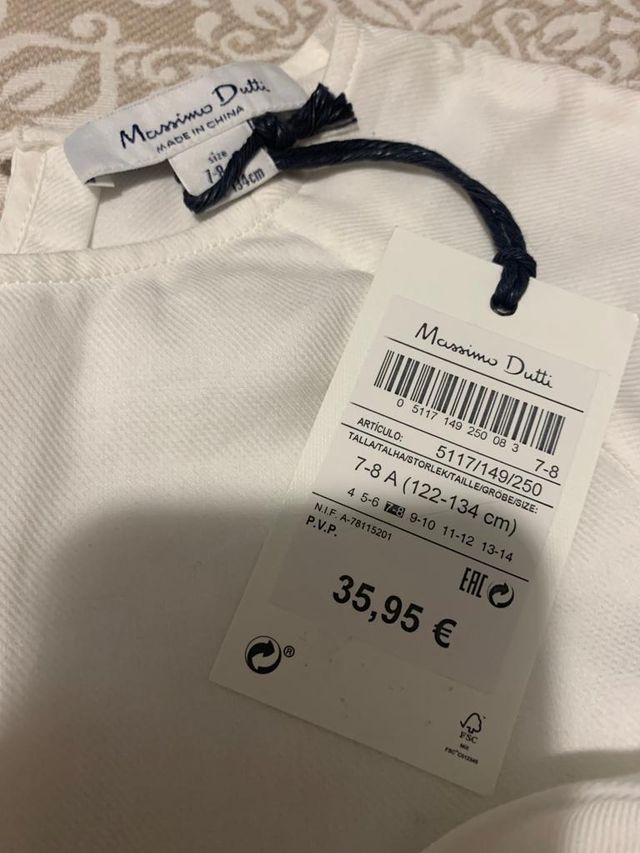 Camisa niña 7/8 Massimo Dutti a estrenar