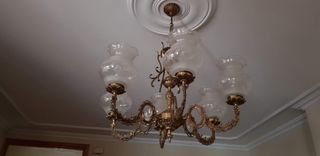 LAMPARA METÁLICA MACIZA COBRE 5-10 KG. CON TULIPAS