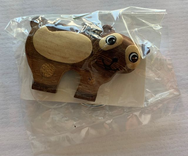 Llavero llave regalo animal madera nuevo