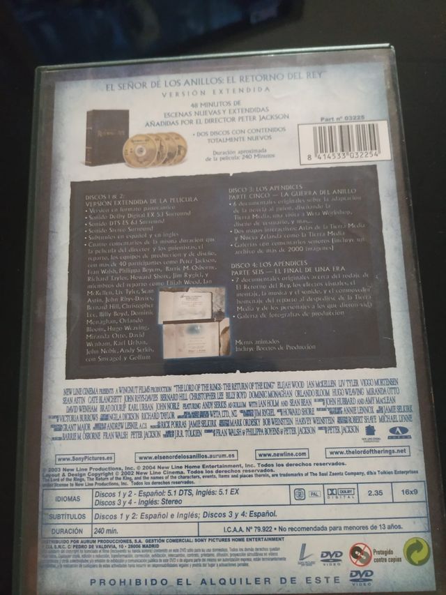 El Señor De Los Anillos DVD, versión extendida.