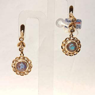 Pendientes de Oro 18K con Diamantes y Ópalos