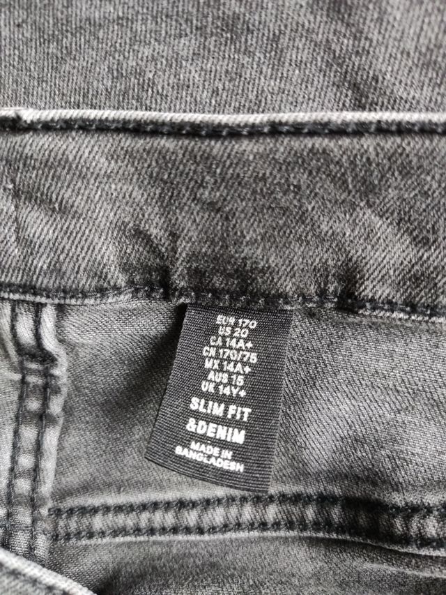 Tejano gris niño 14 años y más, como nuevo, elásti