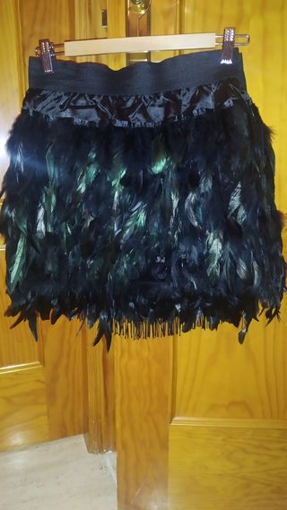 Falda de plumas, talla única 
