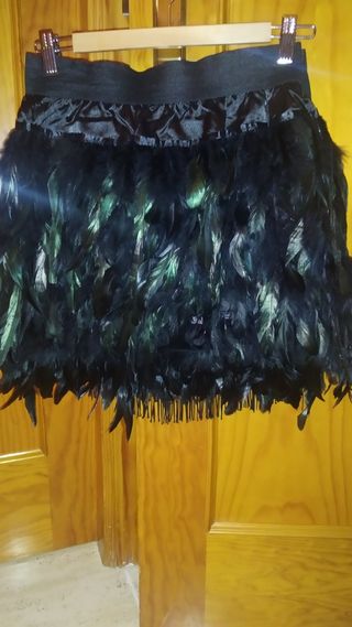 Falda de plumas, talla única 