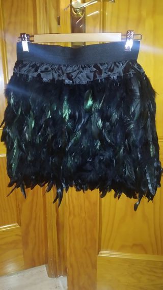 Falda de plumas, talla única 