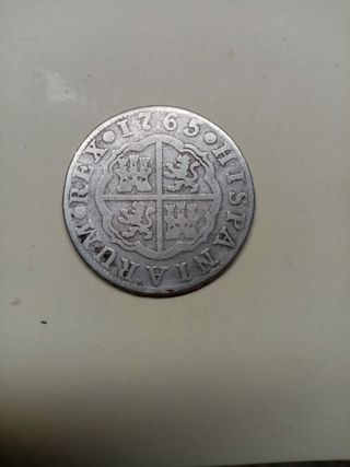 Carlos III, rey de España moneda de plata de 2 rea