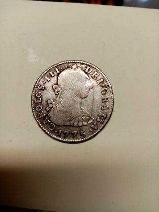 Carlos III, rey de España, moneda de plata de 2 re