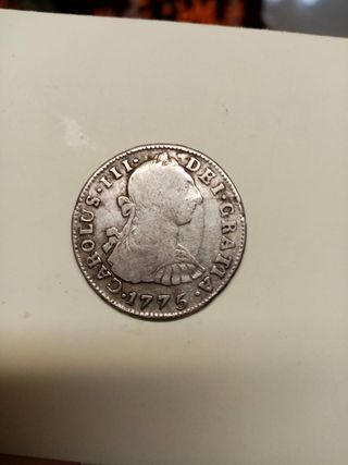Carlos III, rey de España, moneda de plata de 2 re