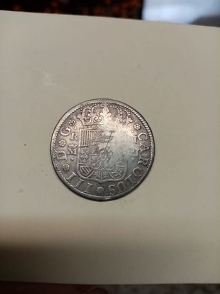 Carlos III, rey de España, moneda de plata de 2 re