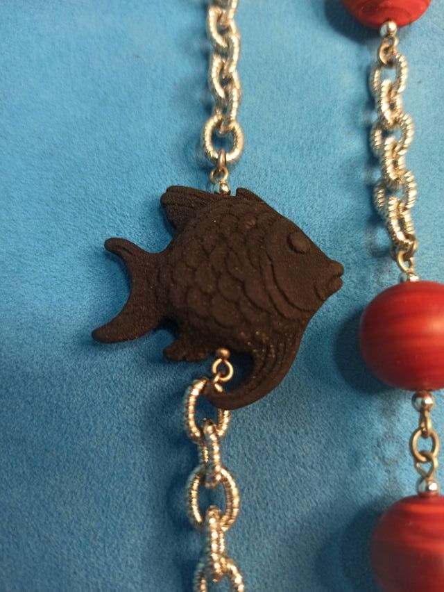 Collar piedra volcánica y raso vintage