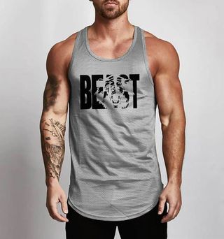 CAMISETA TIRANTES GYM-FITNESS NUEVA-GRIS-M