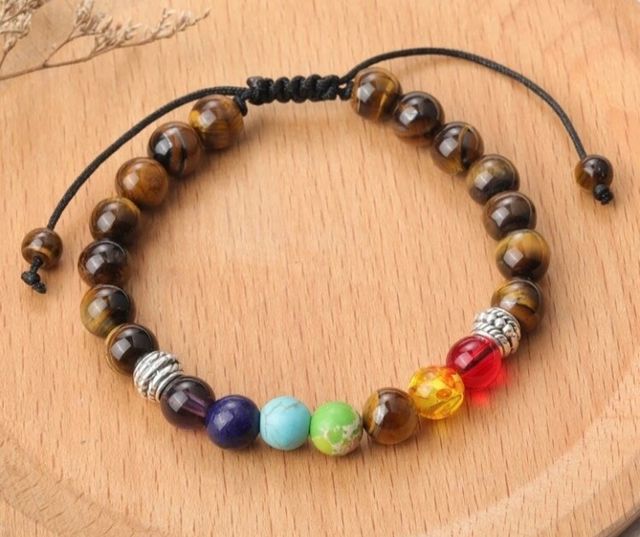 7 chacras y ojo de tigre natural