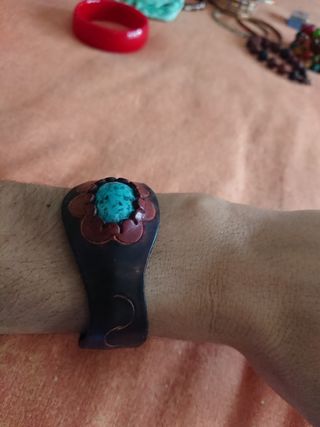 pulsera de cuero flor